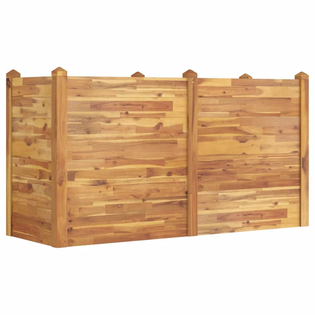 HOCHBEET aus Akazienholz LARRY | 160x60x84cm, unten offen - Braun, Holz (160/84/60cm) - DELUKE