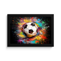 POSTER MIT RAHMEN Fußball - Farbe - Farben - Schwarz - Weiß 30x20 cm - Weiß, Papier (30/20cm) - MuchoWow