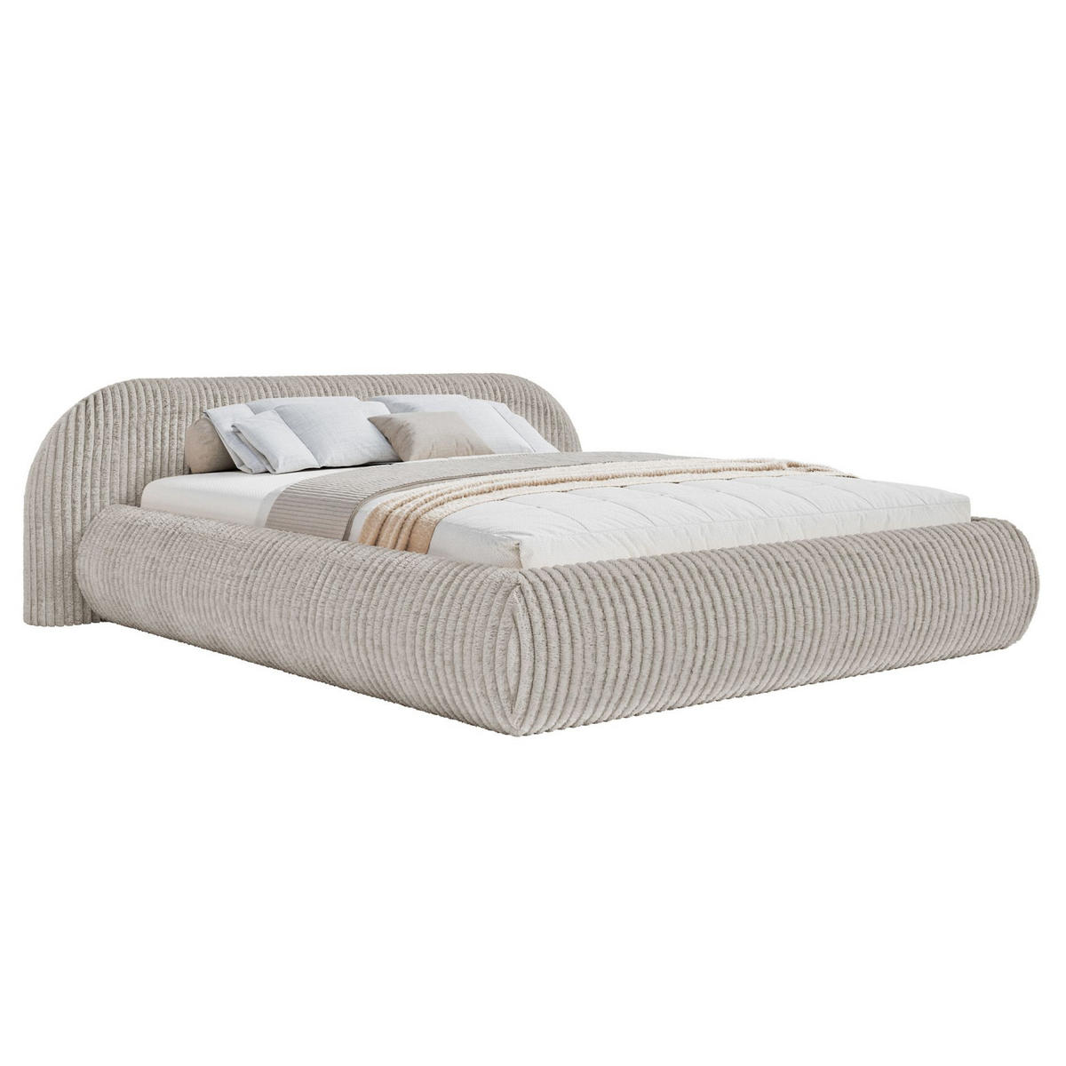 POLSTERBETT Shels Low Graubeige 180x200 cm - Taupe/Schwarz, Kunststoff/Textil (180/200cm) - Selsey