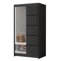 SCHWEBETÜRENSCHRANK Letto III - 100 cm - Schwarz, Holzwerkstoff/Metall (100/200/58cm) - Sofnet