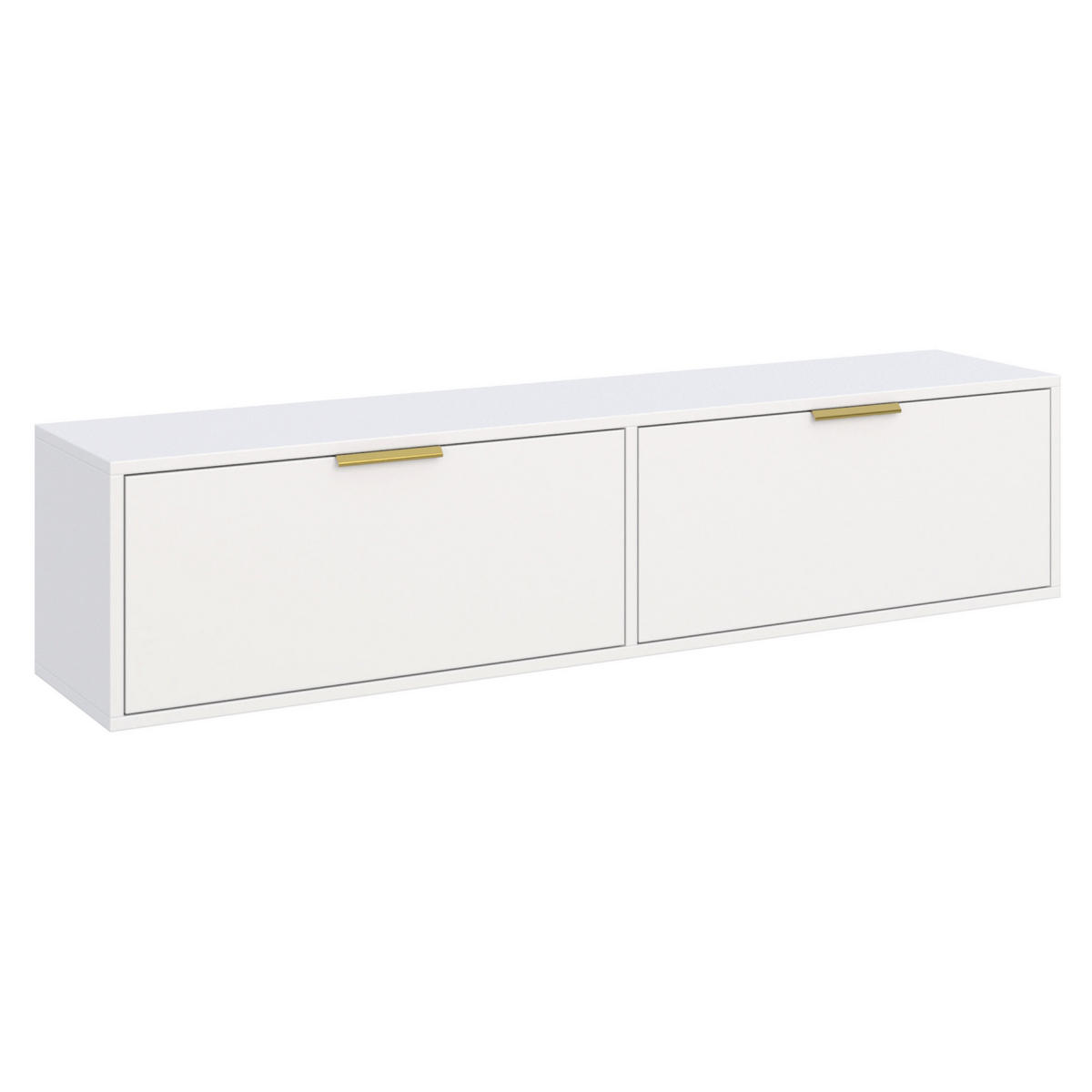 TV-HÄNGEBOARD Vena 2-türig, Weiß, 140 cm - Goldfarben/Weiß, Holzwerkstoff/Kunststoff (138.6/30/30cm) - Selsey