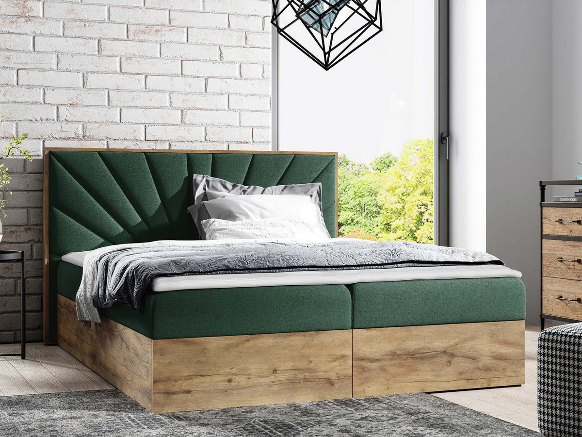 BOXBETT Wood 7 - Grün, Holz/Textil (180/200cm) - MIRJAN24