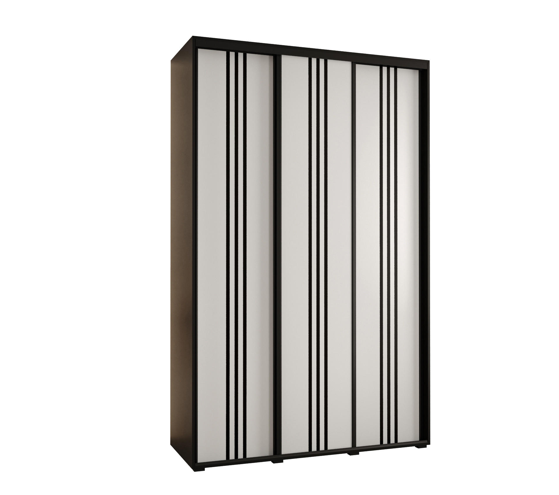 SCHWEBETÜRENSCHRANK 235,2/150/60 3-türig - Schwarz/Weiß, Holz/Metall (150/235/60cm) - Abiks Möbel