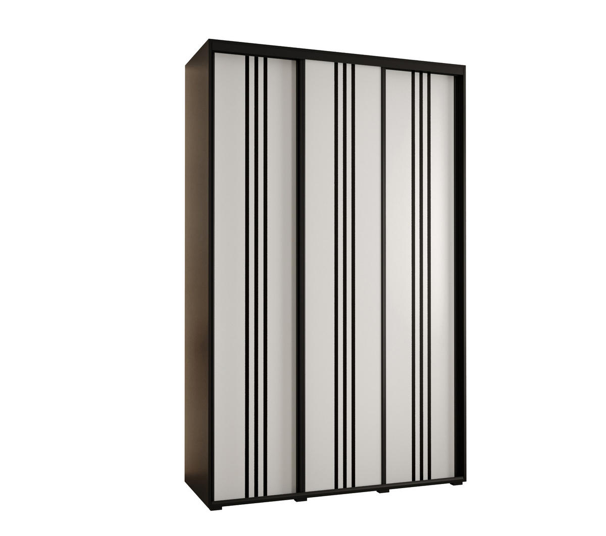 SCHWEBETÜRENSCHRANK 235,2/150/60 3-türig - Schwarz/Weiß, Holz/Metall (150/235/60cm) - Abiks Möbel