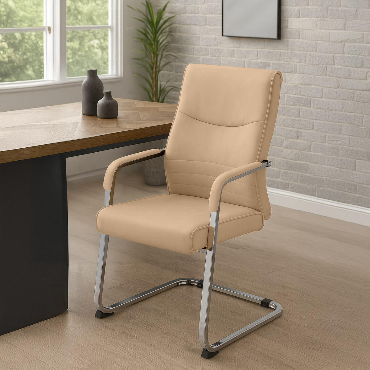 SCHWINGSTUHL 2er Set Lederlook Khaki - Dunkelgelb, Textil/Metall (55/88/60cm) - CLP