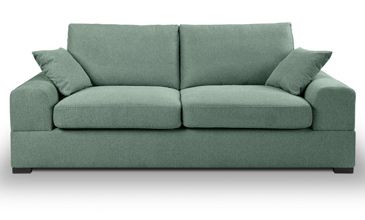 SOFA petrol Strukturstoff, Couch 3-Sitzer 221 cm mit Premium Kaltschaum - Petrol/Schwarz, Holz/Textil (221/90/93cm) - Inn.Furn