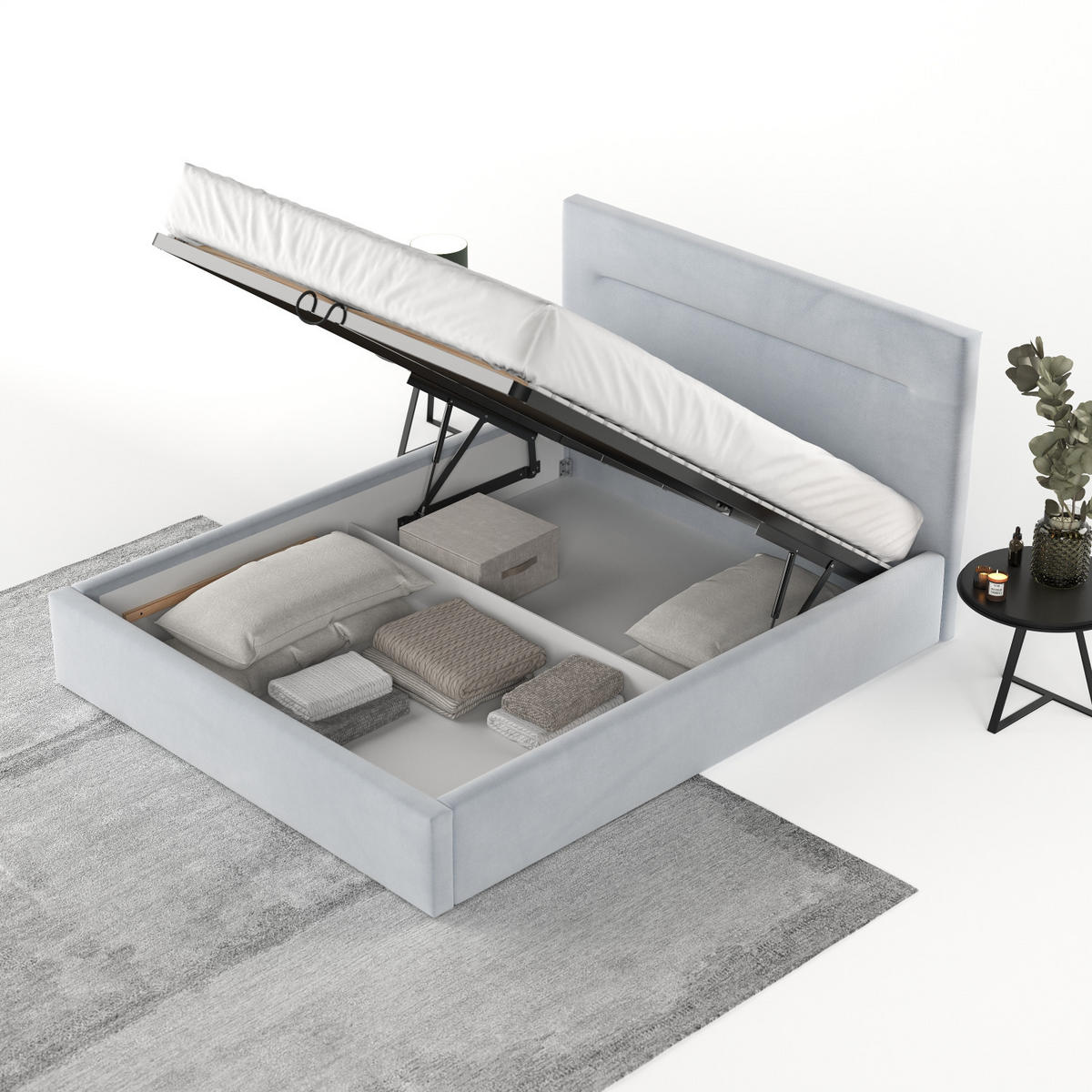 POLSTERBETT Liline 140/200 cm Hellgrau im Paros Stoff - Hellgrau/Schwarz, Holz/Holzwerkstoff (140/200cm) - AltaBeds