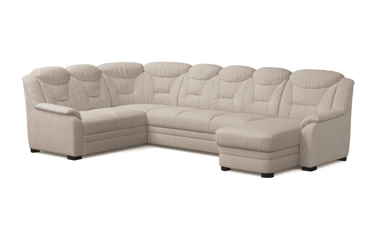 WOHNLANDSCHAFT mit Schlaffunktion und Bettkasten – weiches Chenille-Gewebe - Sandfarben/Beige, Holz/Kunststoff (330/99/211cm) - Cotta