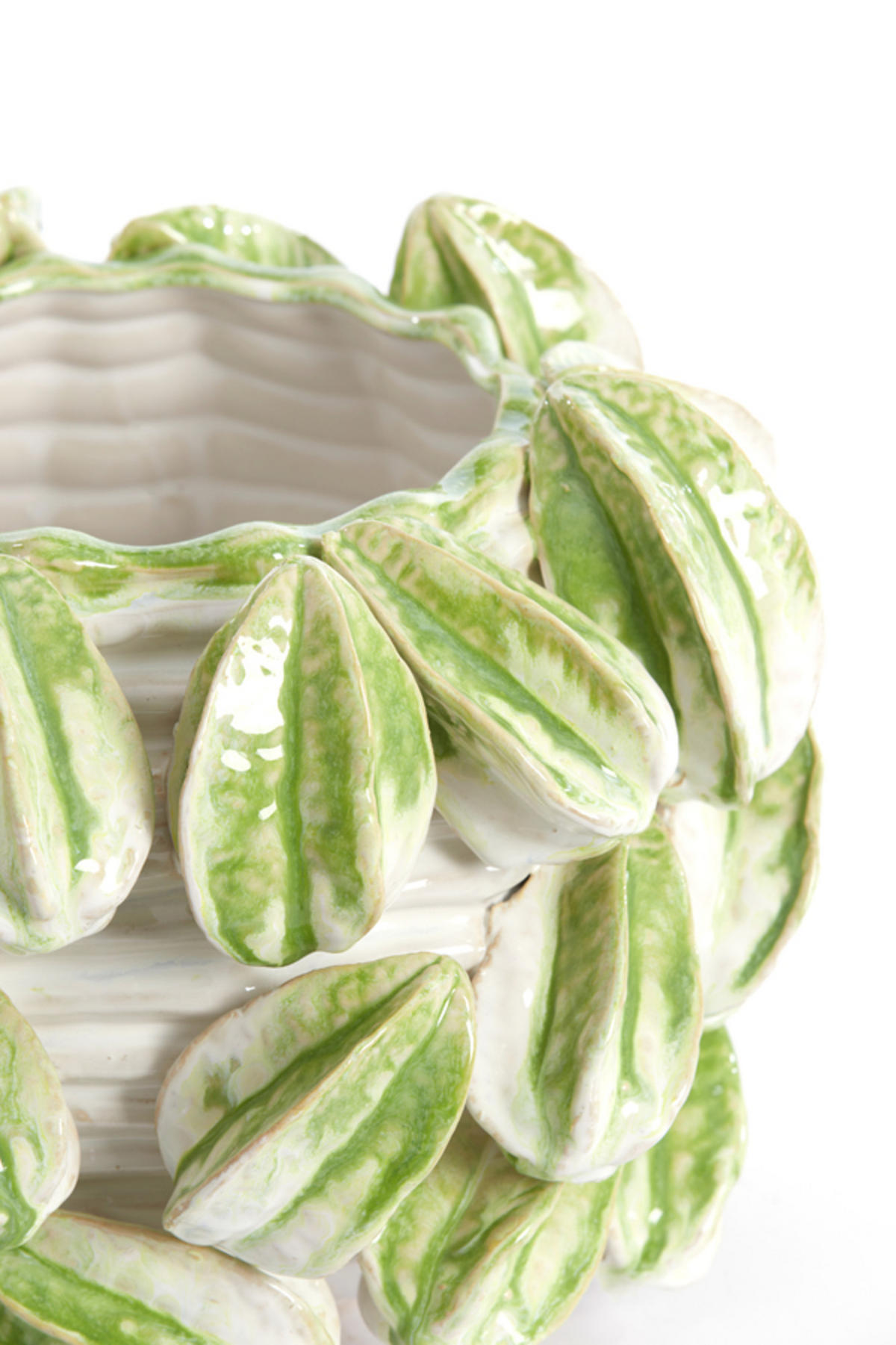 VASE Carambola Weiß Ø33,5/23 cm - Grün, Keramik (23cm) - Light & Living