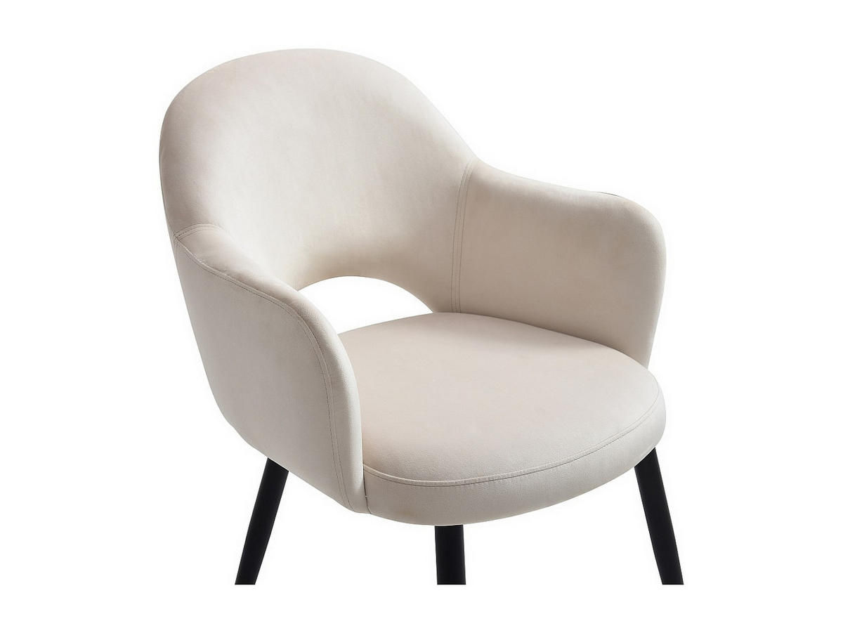 STUHL mit Armlehnen 6er-Set - Samt & schwarzes Metall - Beige - ALSEY - Beige, Textil (58/81/61cm) - Vente-Unique