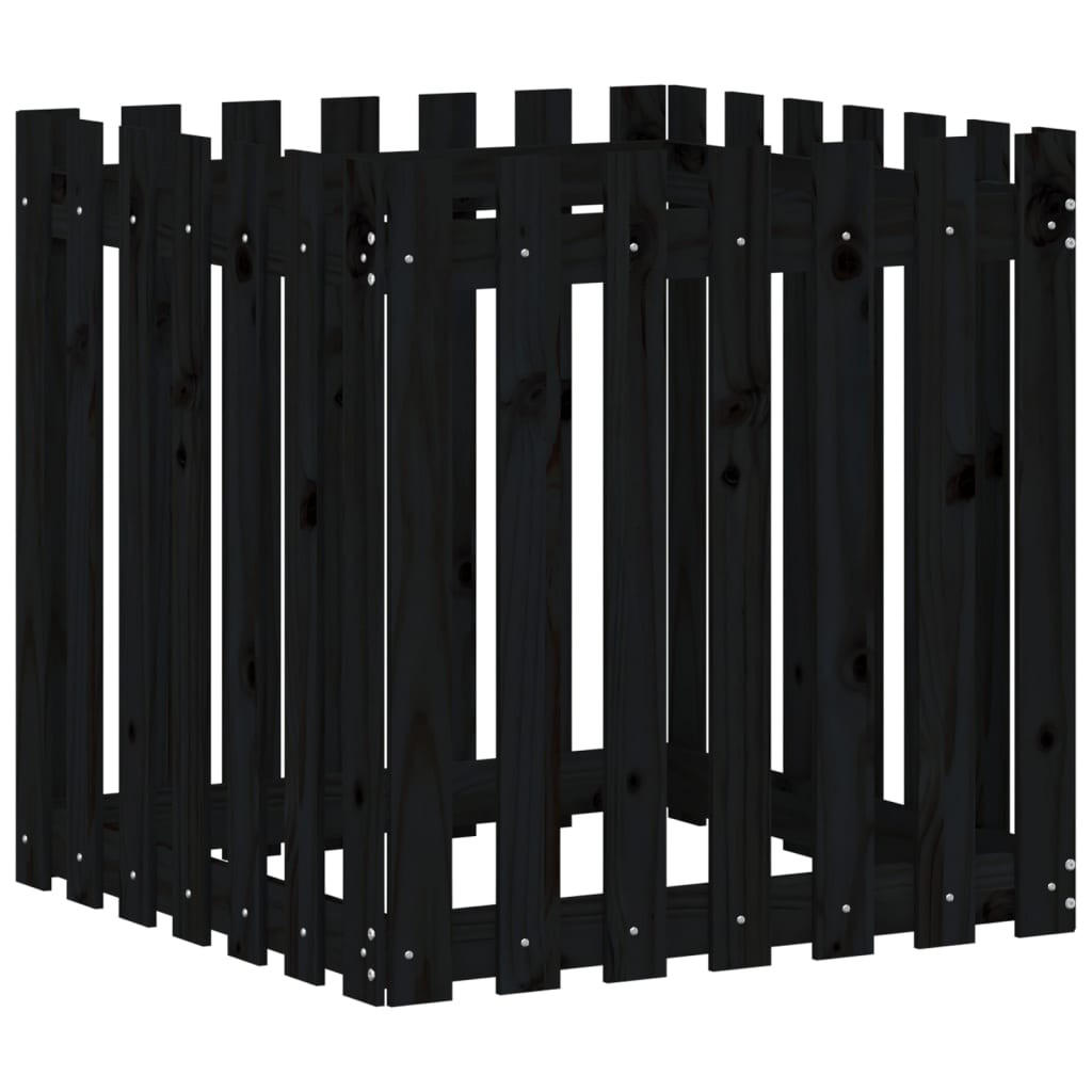 PFLANZKÜBEL Lattenzaun-Design Schwarz 70x70x70 cm Kiefernholz - Schwarz, Holz (70/70/70cm)