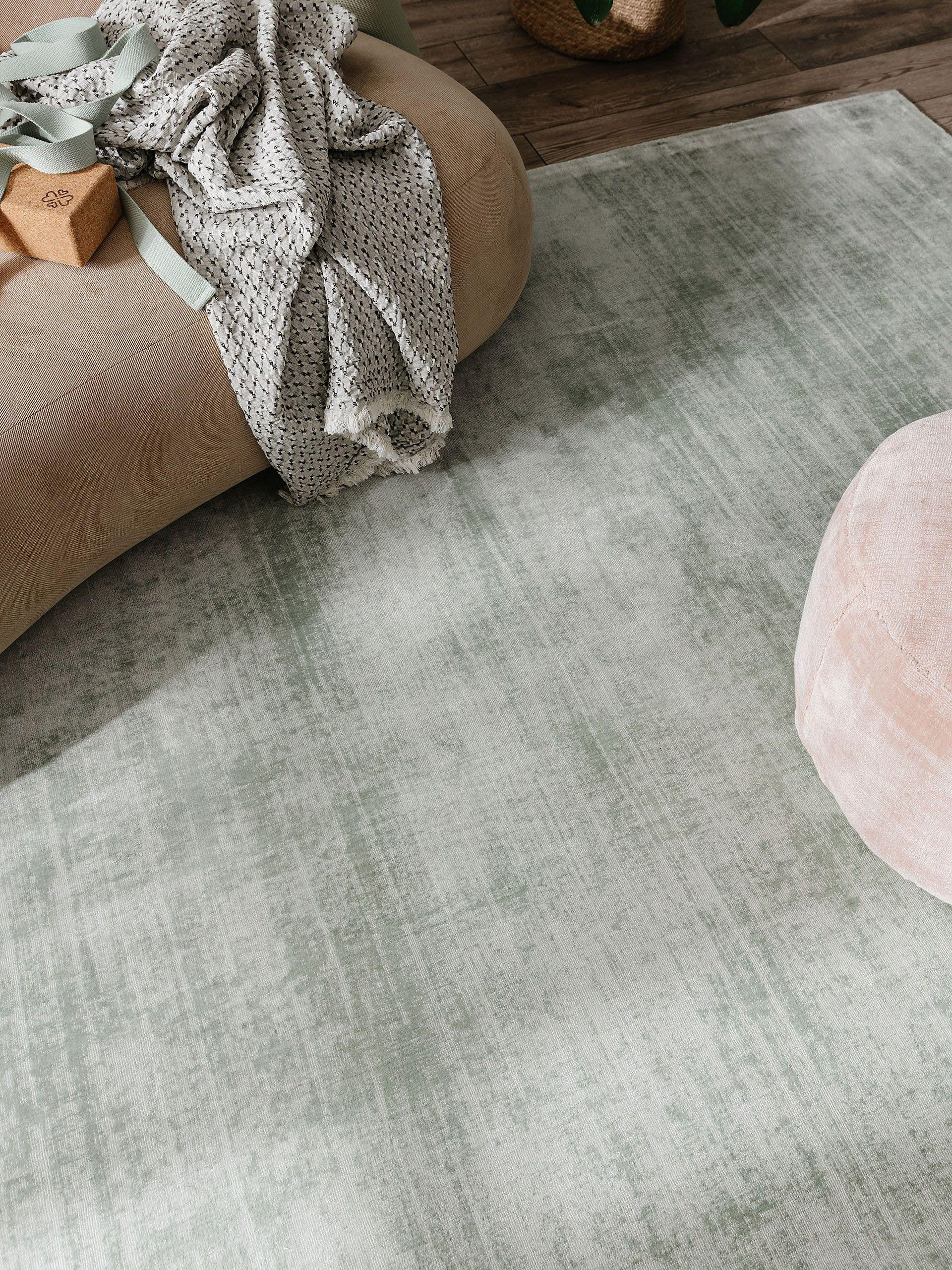 Thumbnail - benuta Pure Viskoseteppich, Mintgrün, Textil, Beton Optik, Rechteckig, 120x170 cm, für Fußbodenheizung geeignet, Teppich...