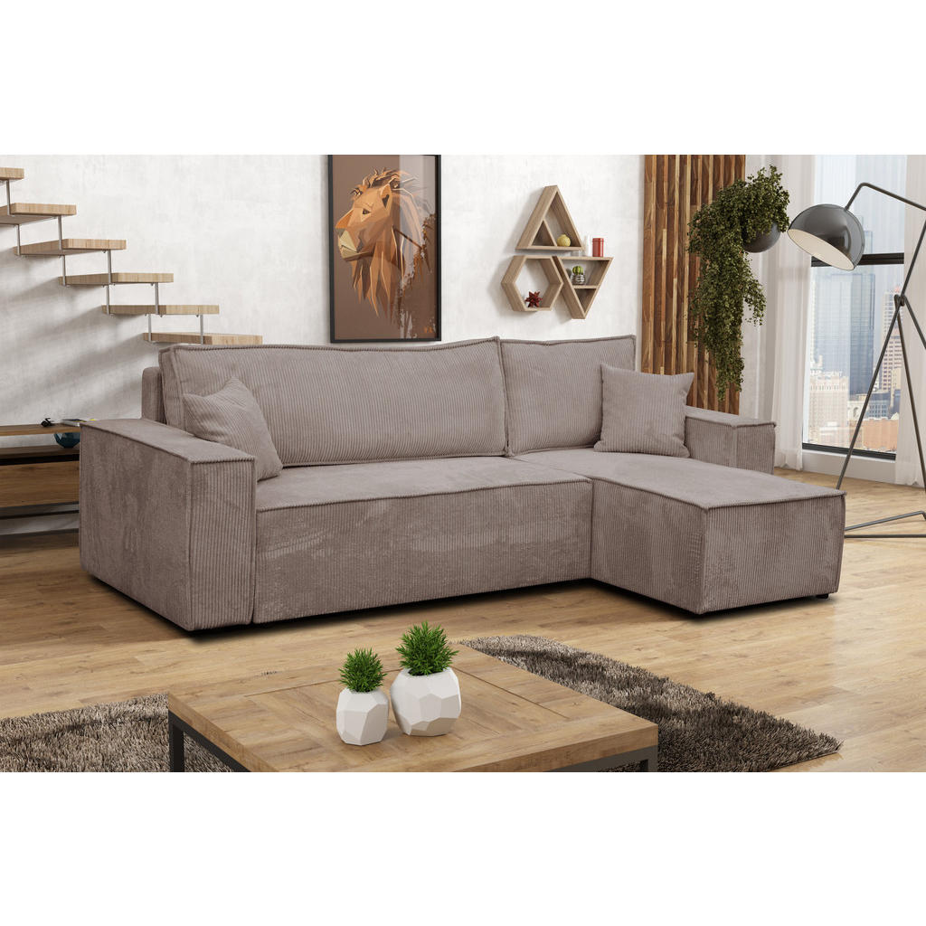 Thumbnail - Venasi Möbel Ecksofa, Hellbraun, Textil, 3-Sitzer, L-Form, 244x145 cm, Wohnzimmer, Sofas & Couches, Wohnlandschaften, Ec...