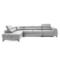 ECKSOFA PIERO MAXI Links mit Schlaffunktion 195x125 Velours Grau - Schwarz/Grau, Holz/Textil (350/203cm) - Muffo