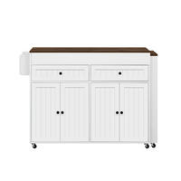 KÜCHENINSEL 112-180,5/45/92,2 cm Weiß Walnuss mit ausziehbarer Arbeitsplatte - Weiß, Holzwerkstoff (180.5/92.2/45cm) - OKWISH