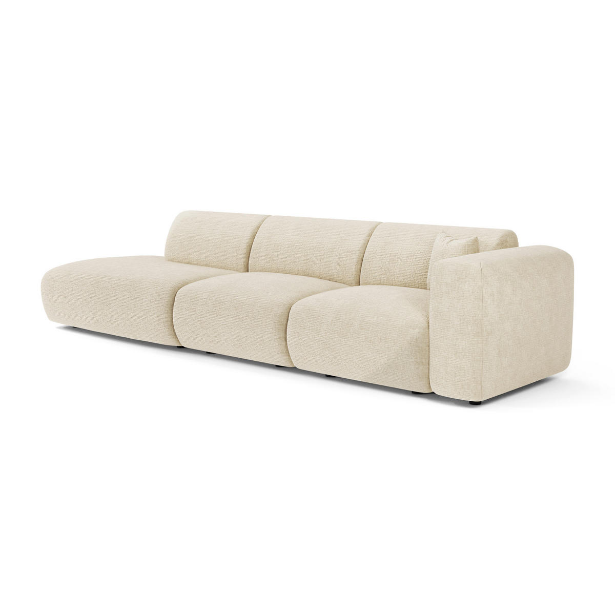 SOFA 5-Sitzer Gemusterter Samt Creme 310cm - Creme, Textil (310/73/96cm) - Sia Home