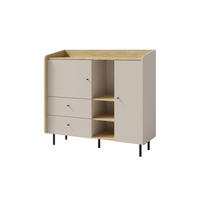 KINDERKOMMODE ALBI 08 125/42/115 in Sandbeige / Geölte Eiche - Eichefarben/Beige, Holzwerkstoff (125/115/42cm) - Deine Möbel 24