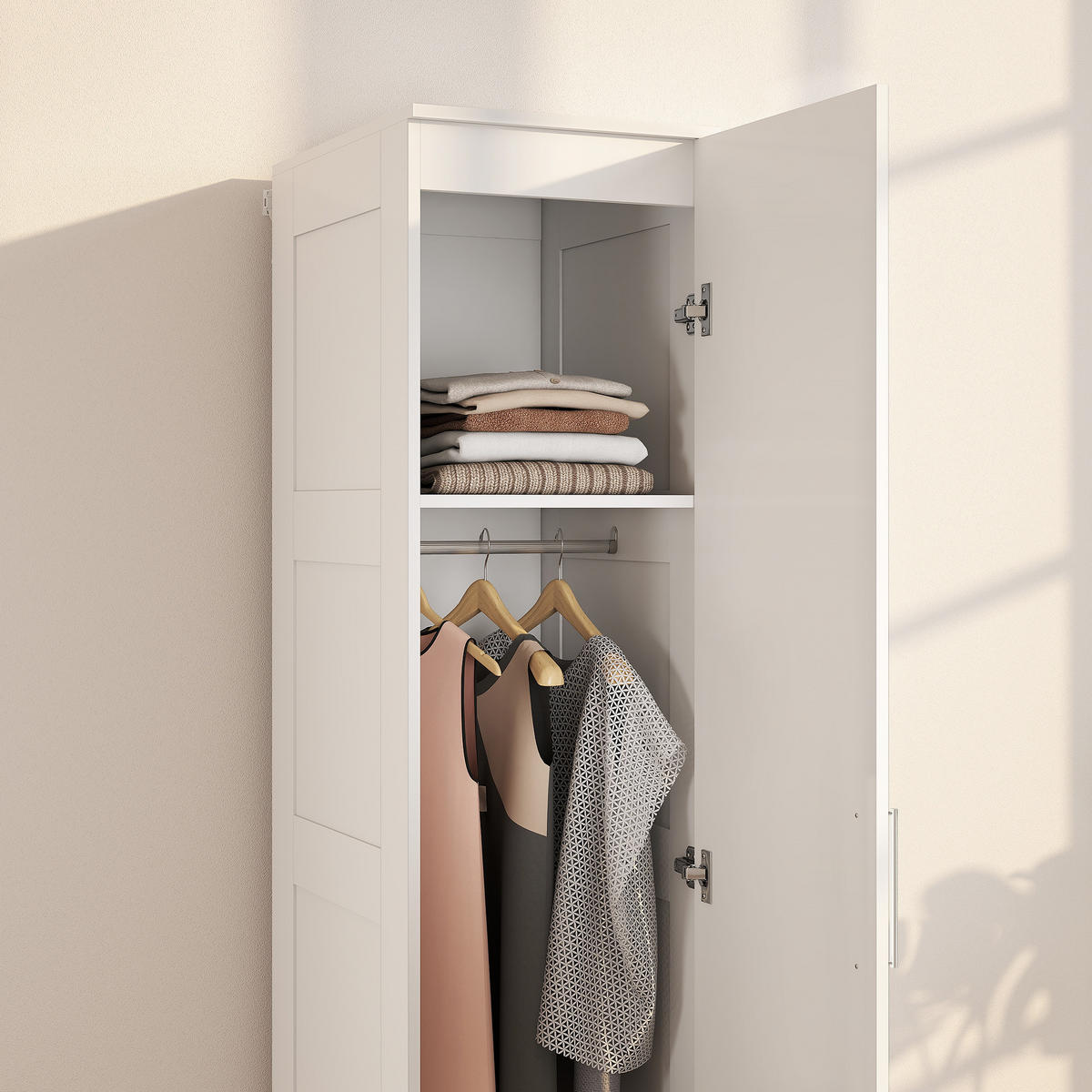 KLEIDERSCHRANK DE-09580 Weiß - Weiß, Holzwerkstoff (52/180/40cm) - ComfortXL