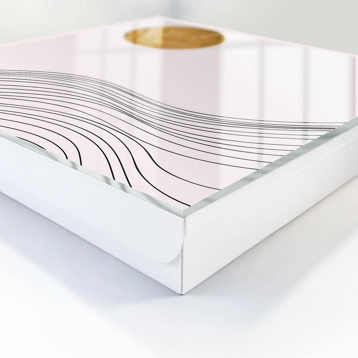 SCHLÜSSELBOX Weiß 30x30 cm – Türöffnung nach rechts - Wellen und Kreise - Beige, Metall (30/30/5cm) - TULUP