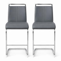 BARHOCKER 2er-Set Dunkelgrau mit PU-Bezug und Metallgestell - Dunkelgrau, Metall (46.5/96.5/38.9cm) - MIVRAY