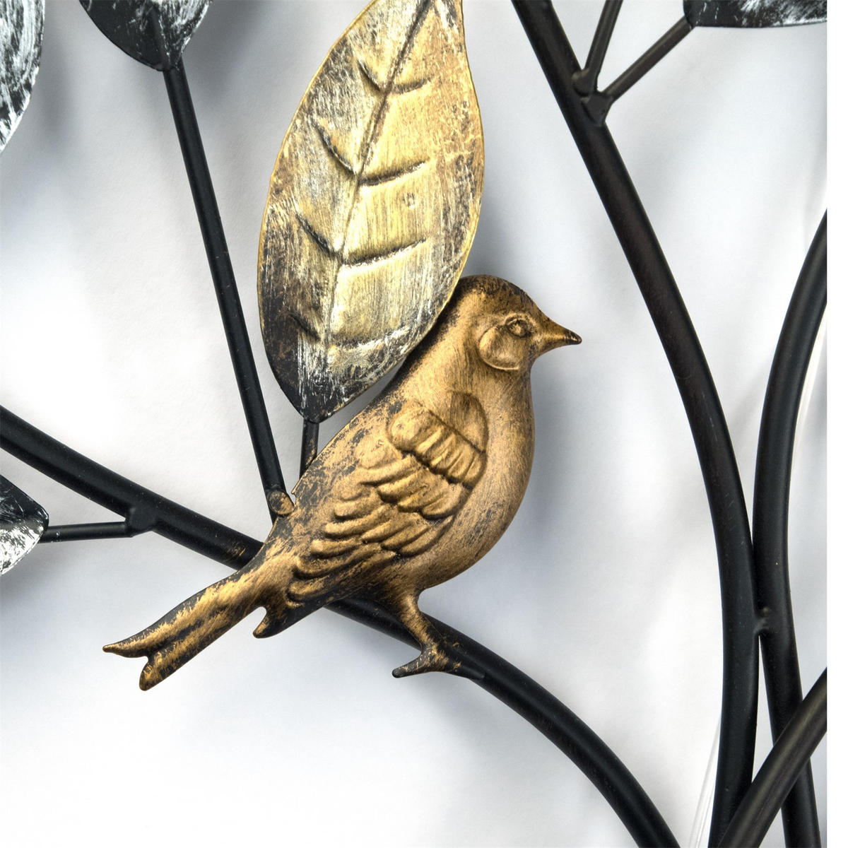 WANDDEKO Baum mit Vögeln 76x50 cm, Metall silber-gold - Silberfarben, Metall (50/76/5cm) - DESIGN DELIGHTS