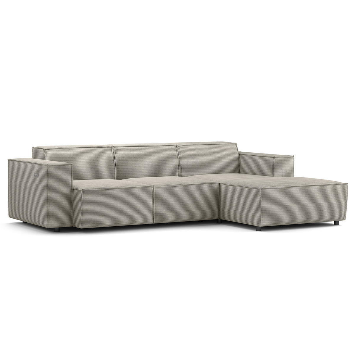 ECKSOFA mit Longchair - Graubraun/Schwarz, Kunststoff/Textil (260/177cm) - home24