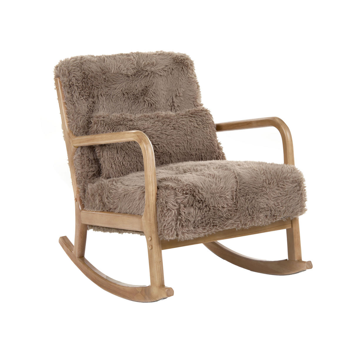 HOUPACÍ KŘESLO Umělá kožešina Taupe Skovde - hnědá/béžová, textil (66/82/79cm) - Beliani