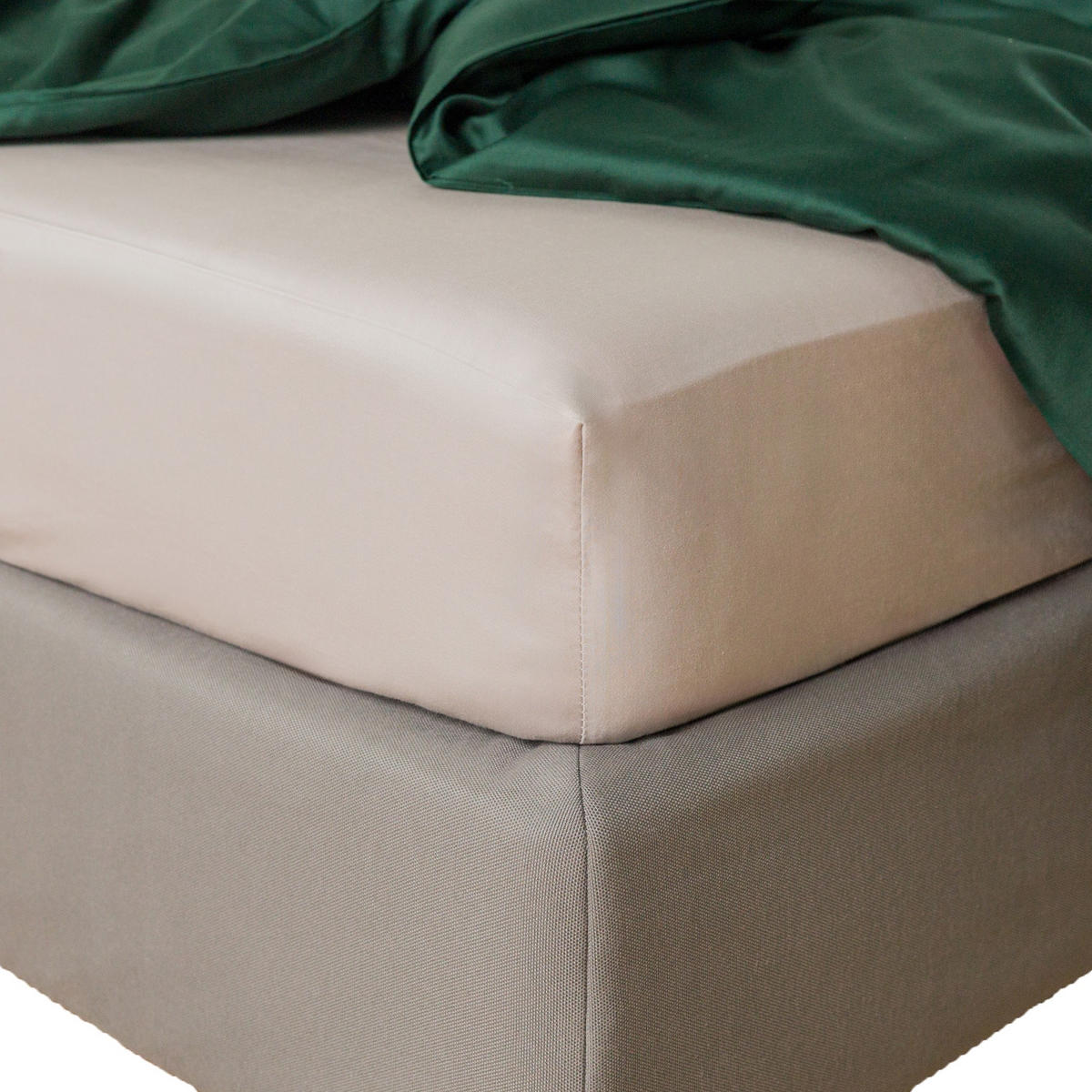 SPANNBETTLAKEN Satinette - Beige, Textil (160/200cm) - home&you