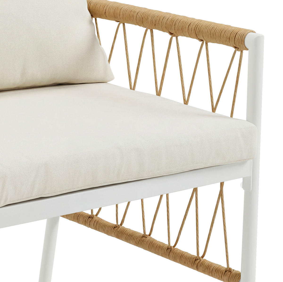 GARTENMÖBEL-SET 159,5/77,5/75 cm aus Eisen mit 1 Tisch, 6 Stühlen und Polsterauflagen, Beige/Braun/Natur - Beige, Metall - Redom