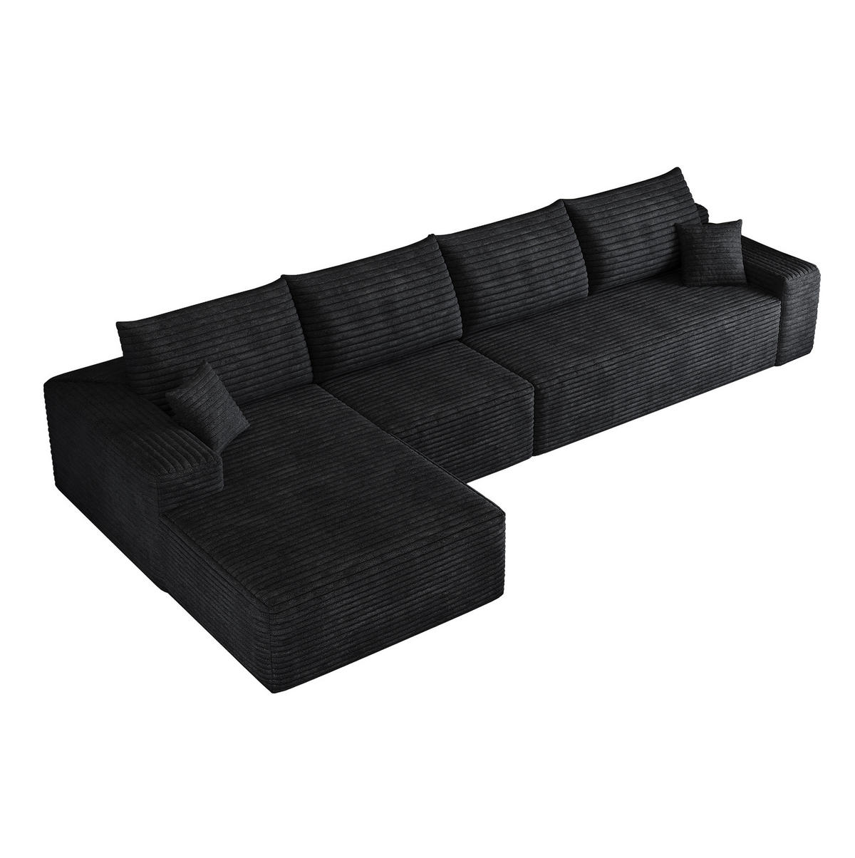 SOFA modular 340 cm Schwarz, ohne Montage - Schwarz, Kunststoff (175/270cm) - Meubliv