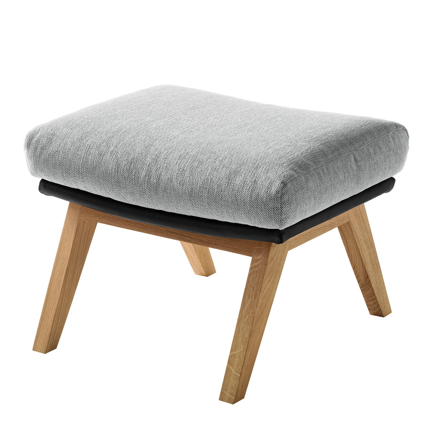 HOCKER mit Holzfüßen - Eichefarben/Hellgrau, Eichenholz/Textil (54/41/41cm) - home24