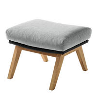 HOCKER mit Holzfüßen - Eichefarben/Hellgrau, Eichenholz/Textil (54/41/41cm) - home24