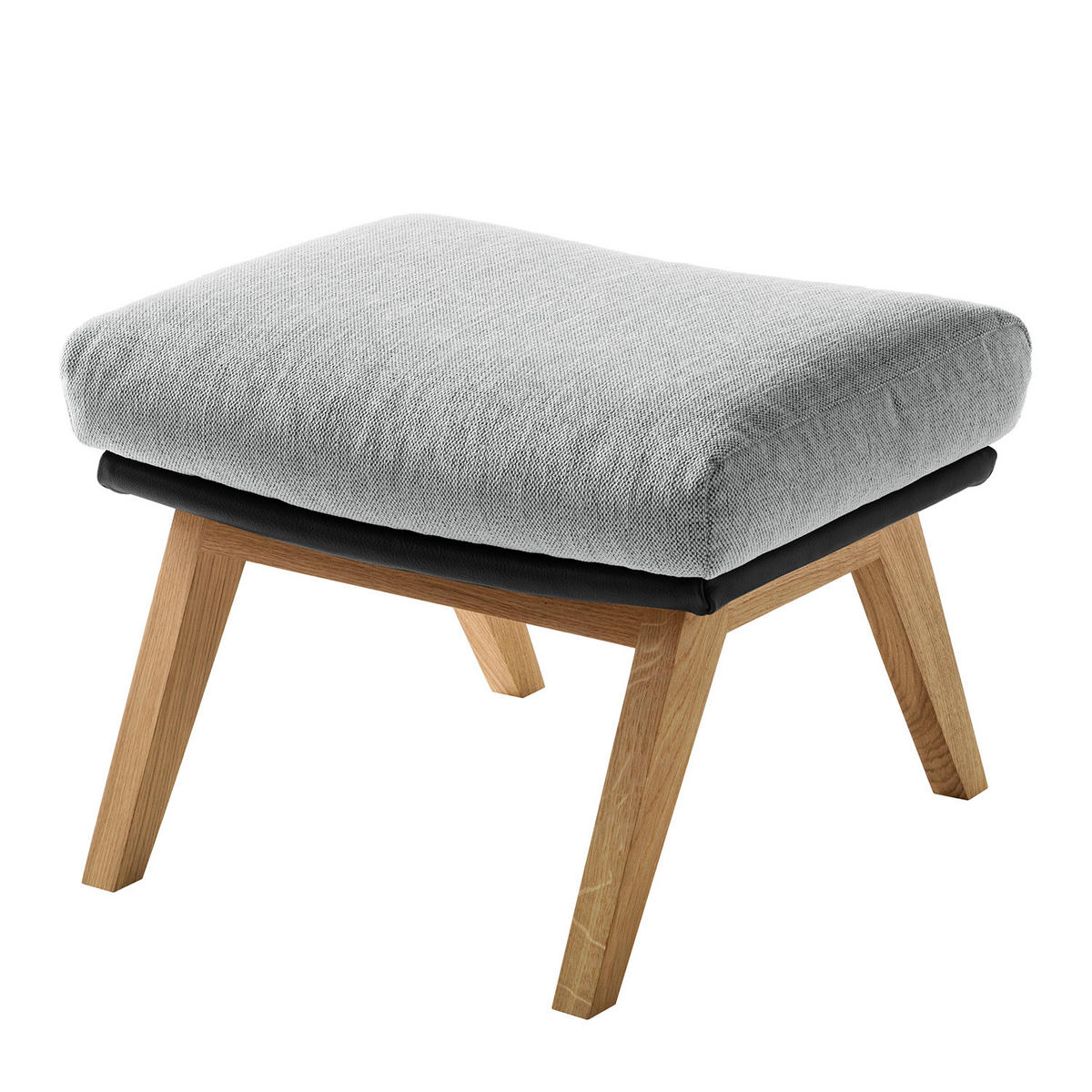 HOCKER mit Holzfüßen - Eichefarben/Hellgrau, Eichenholz/Textil (54/41/41cm) - home24