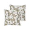 DEKOKISSEN 2er-Set Weiß 45/45 cm Cyanotis - Weiß/Grün, Textil (45/45cm) - Beliani