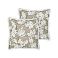 DEKOKISSEN 2er-Set Weiß 45/45 cm Cyanotis - Weiß/Grün, Textil (45/45cm) - Beliani