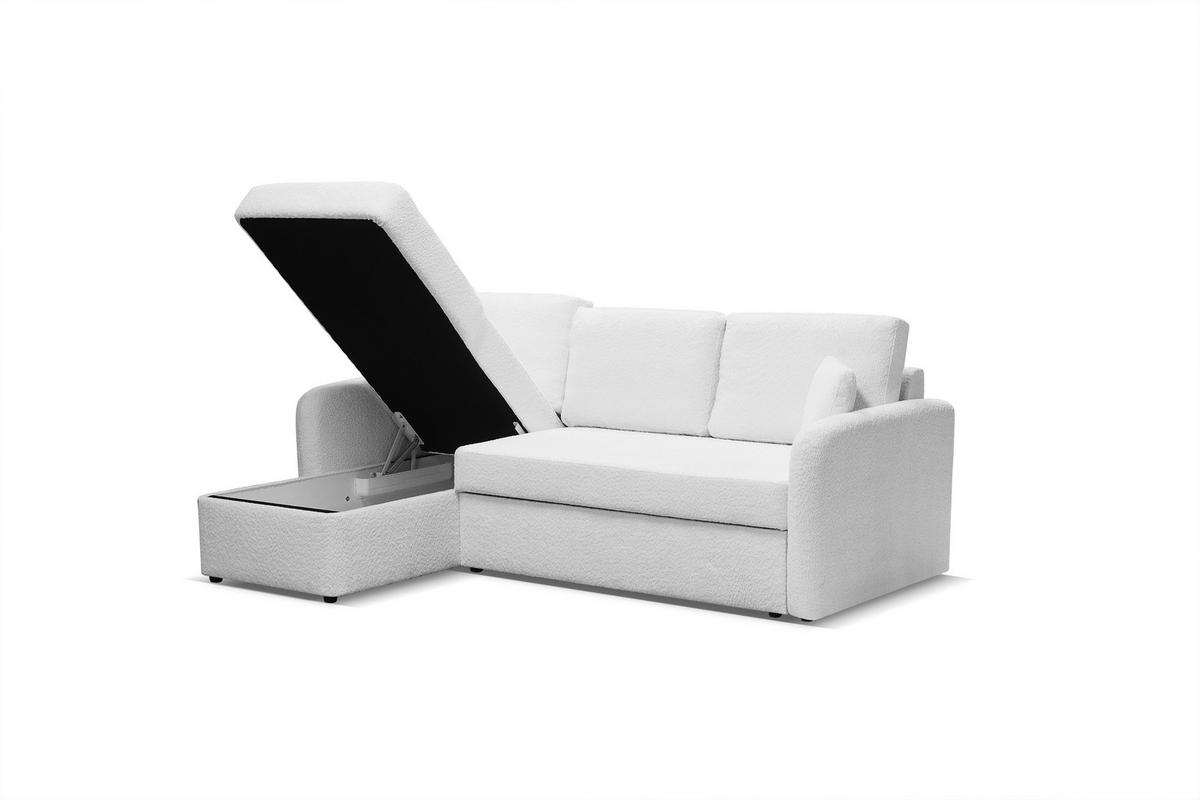 ECKSOFA BOSTON ecru mit Schlaffunktion und Bettkasten - Ecru/Schwarz, Kunststoff/Textil (227/145cm) - KS Home Concept