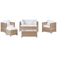 4-SITZER LOUNGE SET PE Rattan Cremeweiß Milano - Beige/Weiß, Kunststoff (75/75/140cm) - Beliani
