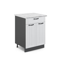 KÜCHENUNTERSCHRANK Fame-Line Weiß Landhaus 60 cm mit Schublade AP Marmor - Anthrazit/Weiß, Holzwerkstoff (60/82/60cm) - Vicco