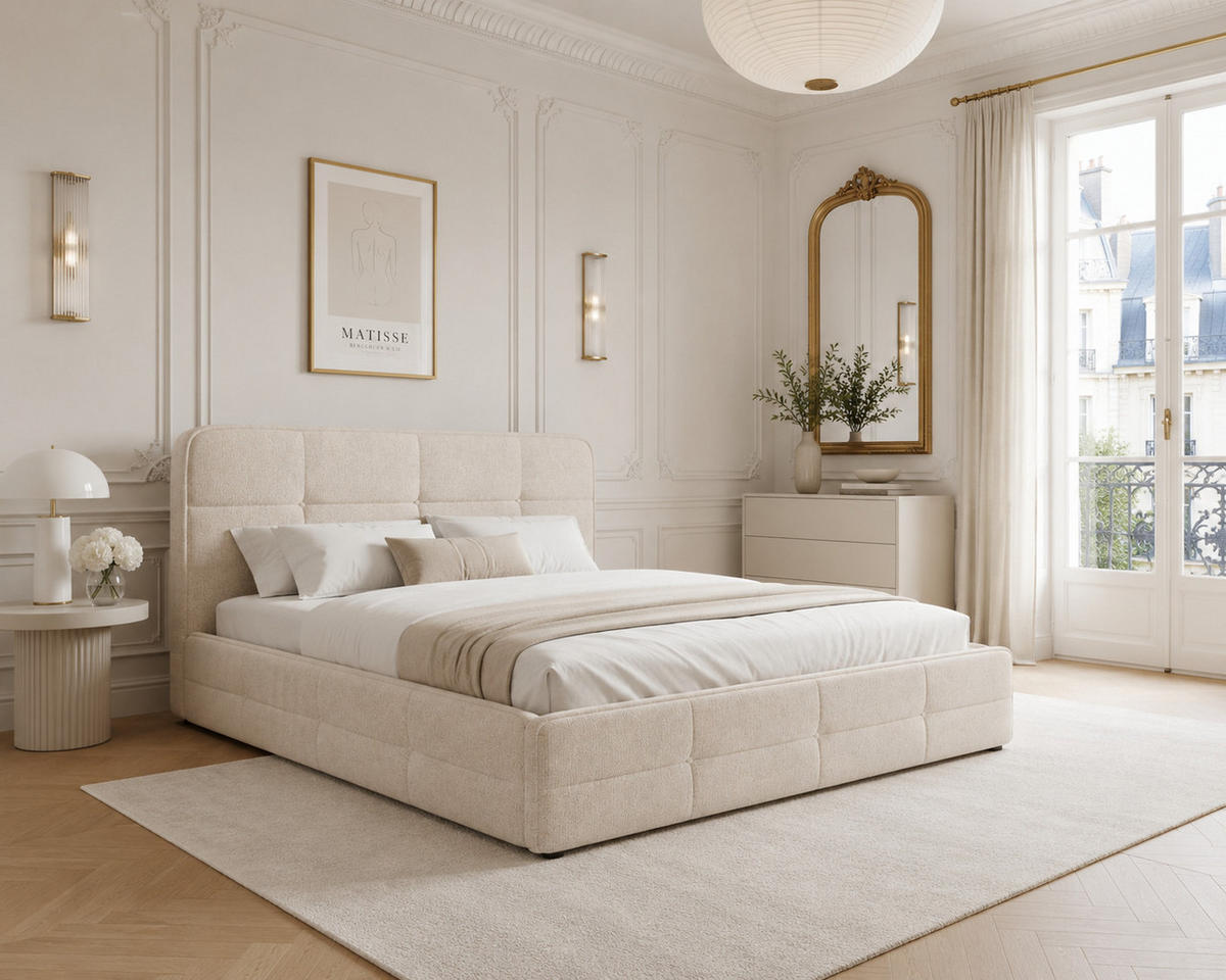 POLSTERBETT 17 140 x 200 cm – Aragon – Bett mit Federmechanismus und Stauraum - Beige, Holz (140/200cm) - ROYAL24_MARKT