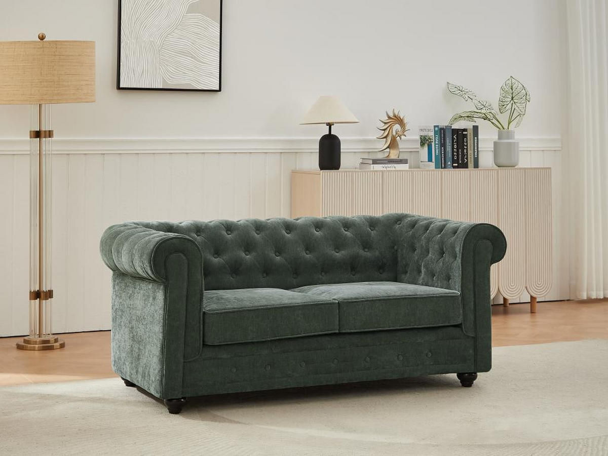 2-SITZER-SOFA - Stoff - Grün - CHESTERFIELD - Grün, Textil (88/72/168cm) - Vente-Unique