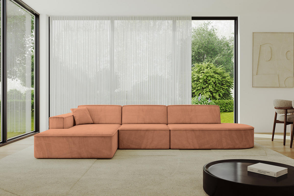 ECKSOFA Ottomane Links IREA-L2-v4 - 328x171x79 cm Koralle - Koralle, Holzwerkstoff/Textil (328/171cm) - ALTDECOR