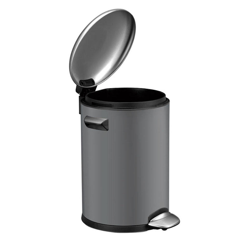 MÜLLEIMER Retro Mit Markanten Griffen und Kugelkappe 5 Liter 30 x 20,5 cm Kunststoff Inneneimer Grau - Grau, Metall (23.7/30/27.2cm) - PROREGAL