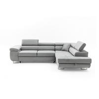 ECKSOFA WILD L Rechts Hellgrau - Chromfarben/Hellgrau, Holz/Textil (274/203cm) - Muffo