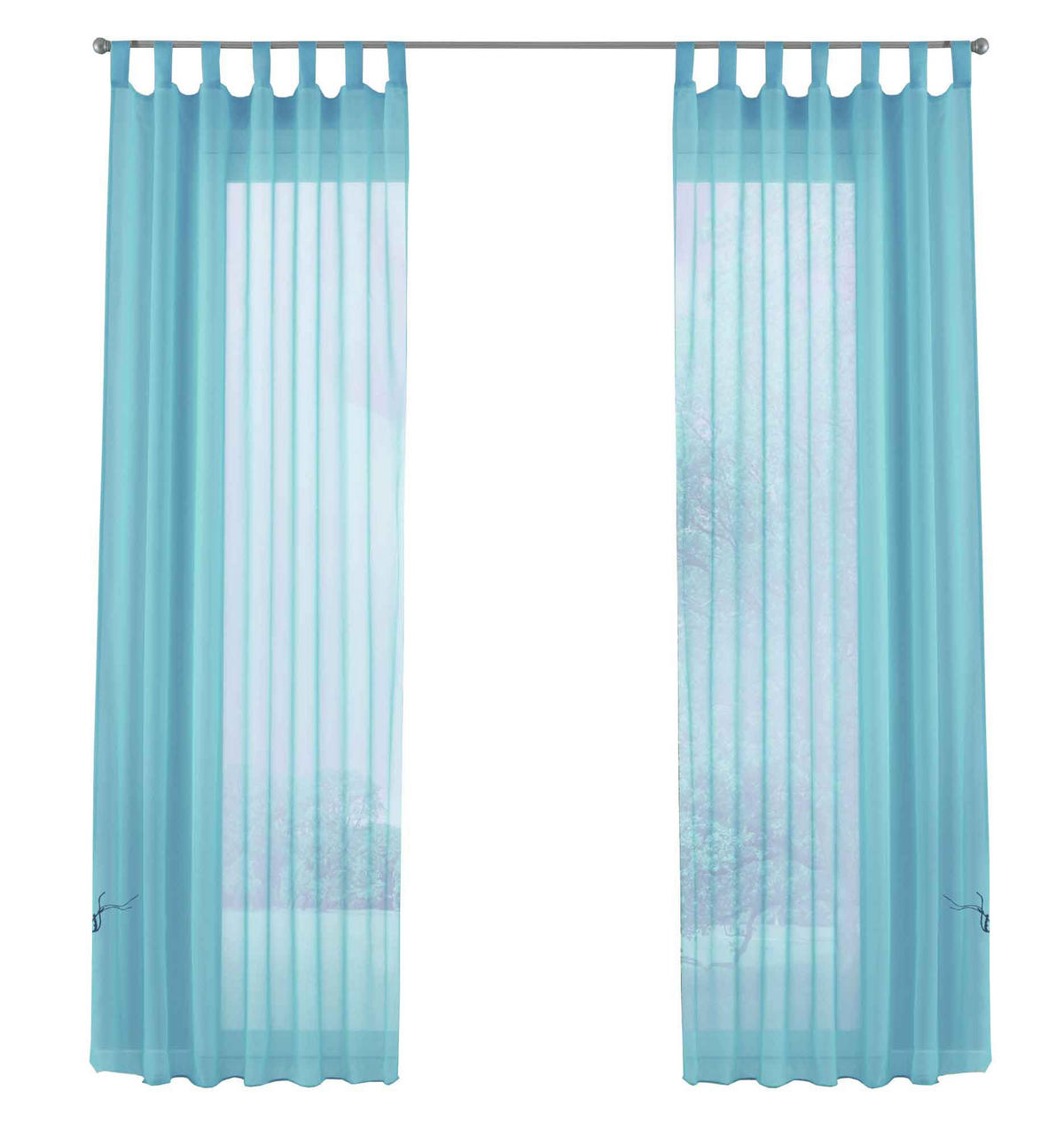SCHLAUFENGARDINEN Voile 2er Set 245x140 cm Hellblau - Hellblau, Textil (140/245cm) - Gardinenbox.eu