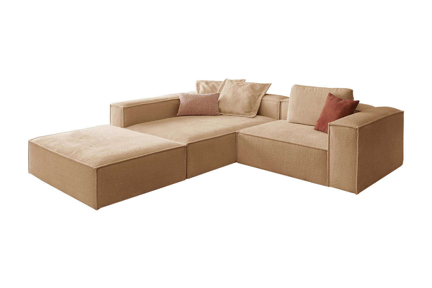 ECKSOFA CARMO Braun Flachgewebe - Dunkelbraun/Schwarz, Kunststoff/Textil (306/191cm) - KAWOLA