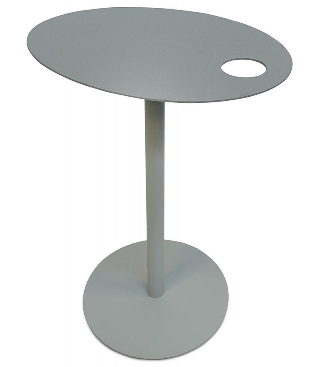 BEISTELLTISCH Oval MASA, Grau 31x42x45 cm - Chromfarben/Grau, Metall (42/31/45cm) - KADIMA DESIGN