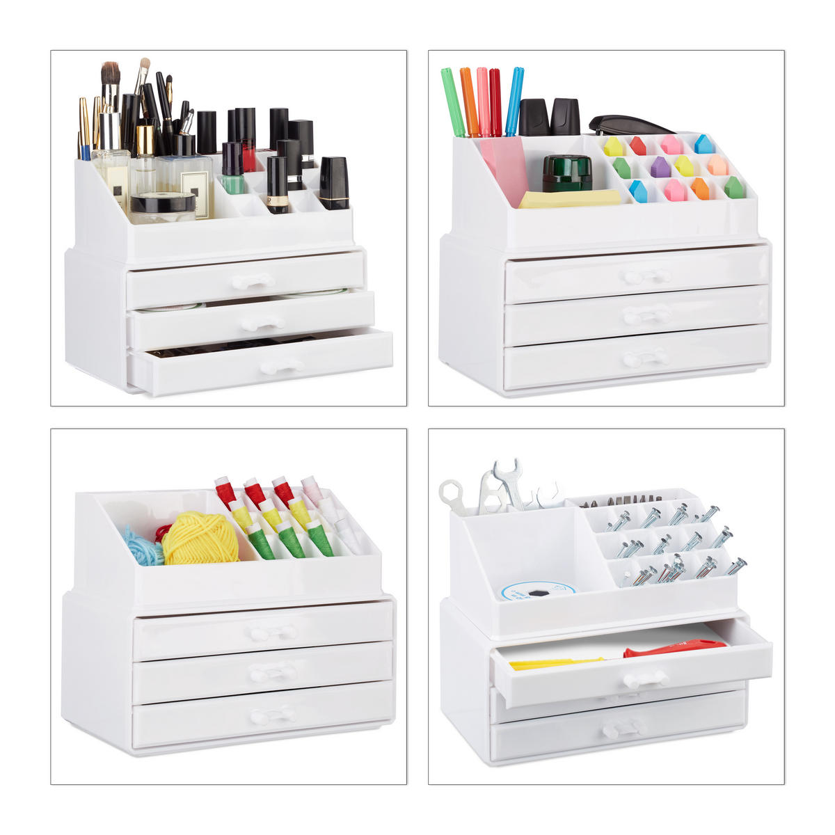 MAKEUP Organizer - Transparent, Kunststoff (23.5/19/14cm) - Relaxdays