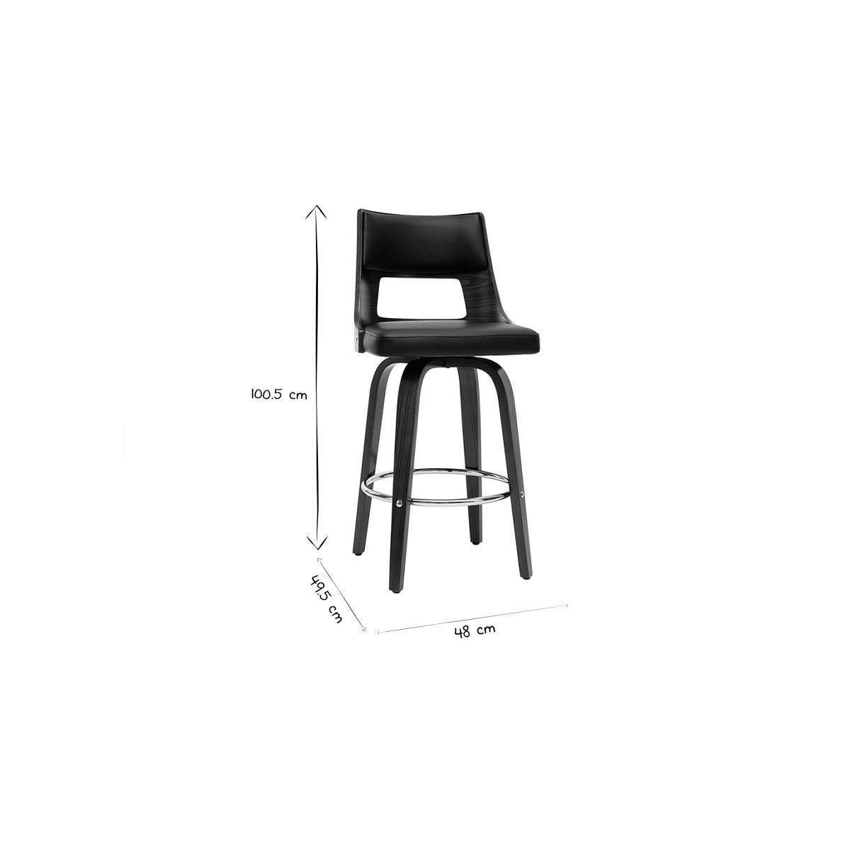 BARHOCKER Vintage Schwarz Dunkles Holz GARBO - Walnussfarben, Kunststoff (49.5/100.5/48cm) - Miliboo