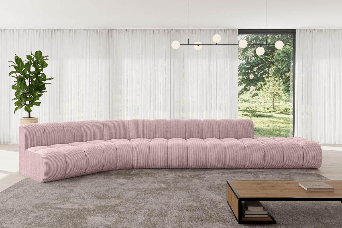 ECKSOFA modulares Sofa Brilo-L2 - 471x174x70 cm Rosa - Rosa, Holzwerkstoff/Textil (471/174cm) - ALTDECOR