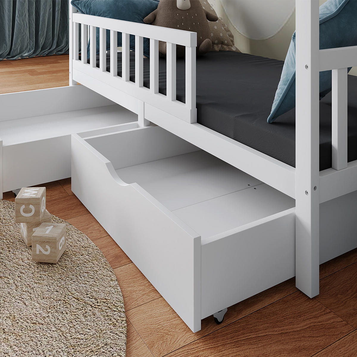 HAUSBETT Franka Weiß 80x160 cm mit 2 Schubladen - Weiß, Holzwerkstoff (80/160cm) - VitaliSpa